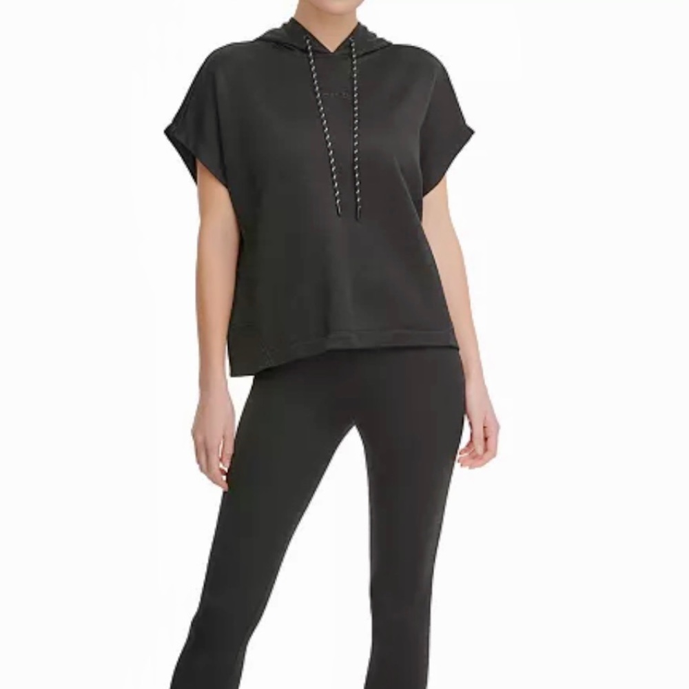 DKNY Sport Black Cropped Raglan Hoodie Sz. L